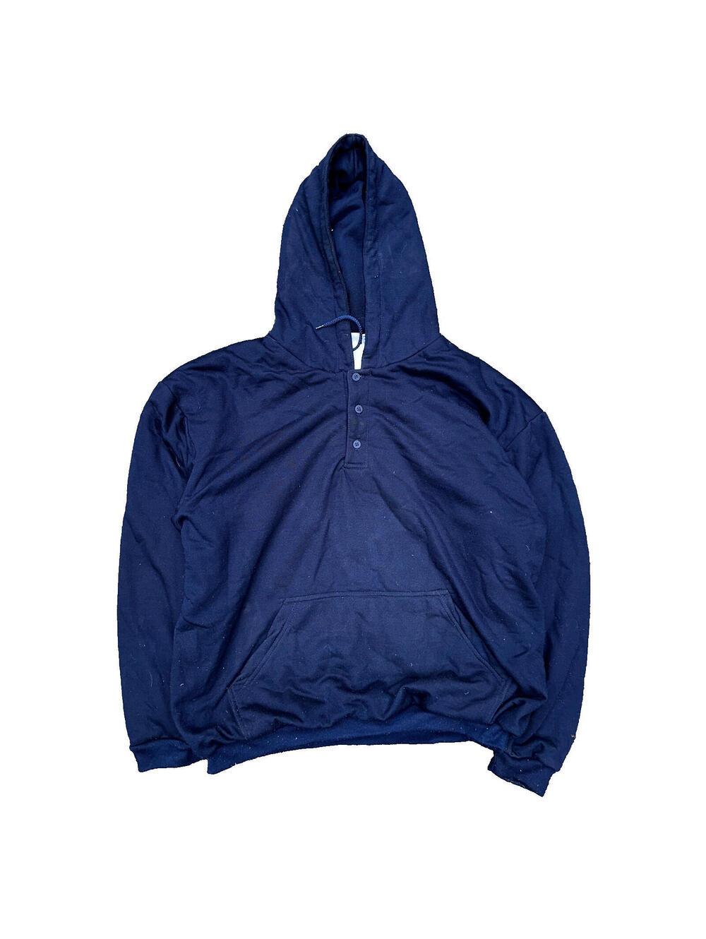 Vintage Thermal Waffle Lined Hoodie Sweatshirt Mens XL Navy Blue Nucleus Punk
